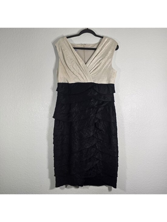 London Times Dresses & Skirts - London Times Sheath Dress Women Size 14 Black Tiered Ruffle Cocktail Party